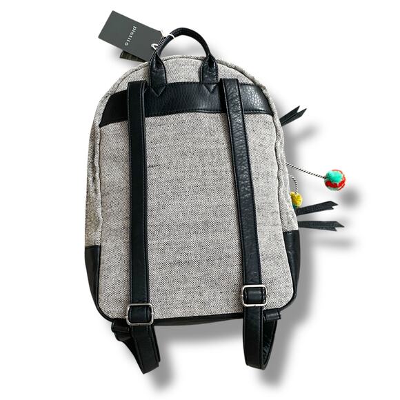 Pistil It Girl Backpack Multi Color Textured Canvas Faux Leather Book Bag - Picture 11 of 15